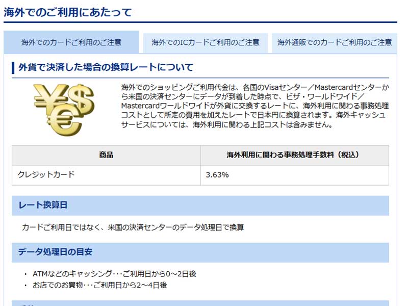 福銀アレコレカードの海外事務手数料が改悪された