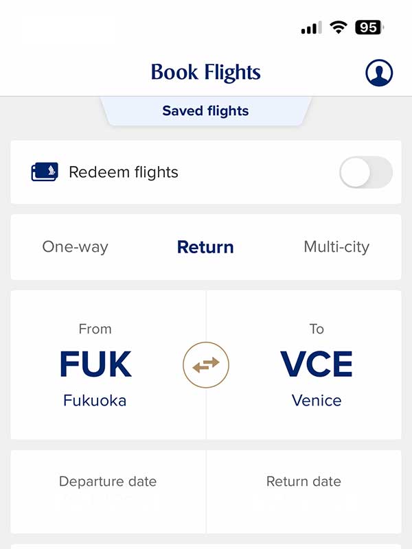イタリア移動に備えてフライトを探しました