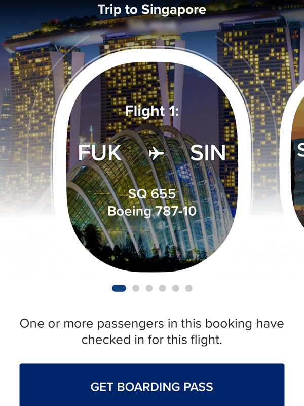 シンガポール航空のオンラインチェックイン予約を済ませた