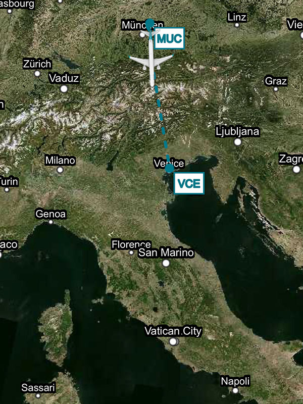 伊ベネチア移動(往路):ベネチア(マルコポーロ)空港に到着しました